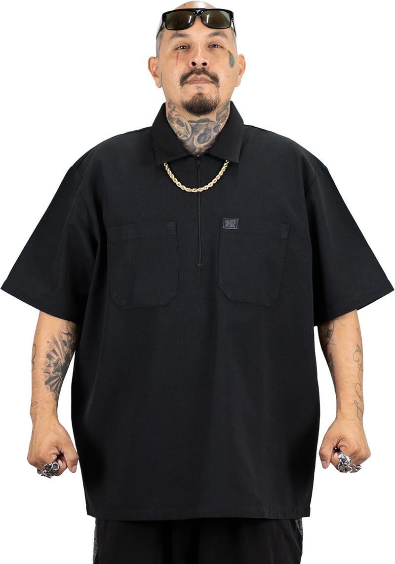 FB County Store Short Sleeve 1/2 Zip with Chest Pockets - Heavy Cotton-Poly, Casual Breathable Shirts for Men & Women - Image 1